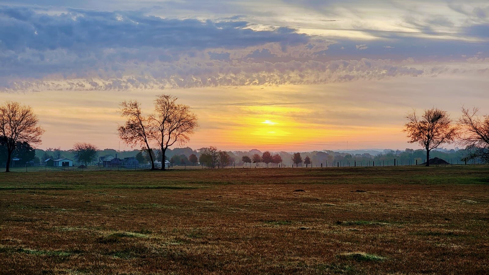 Quiet golden sunrise over the East Texas farm before it was sold