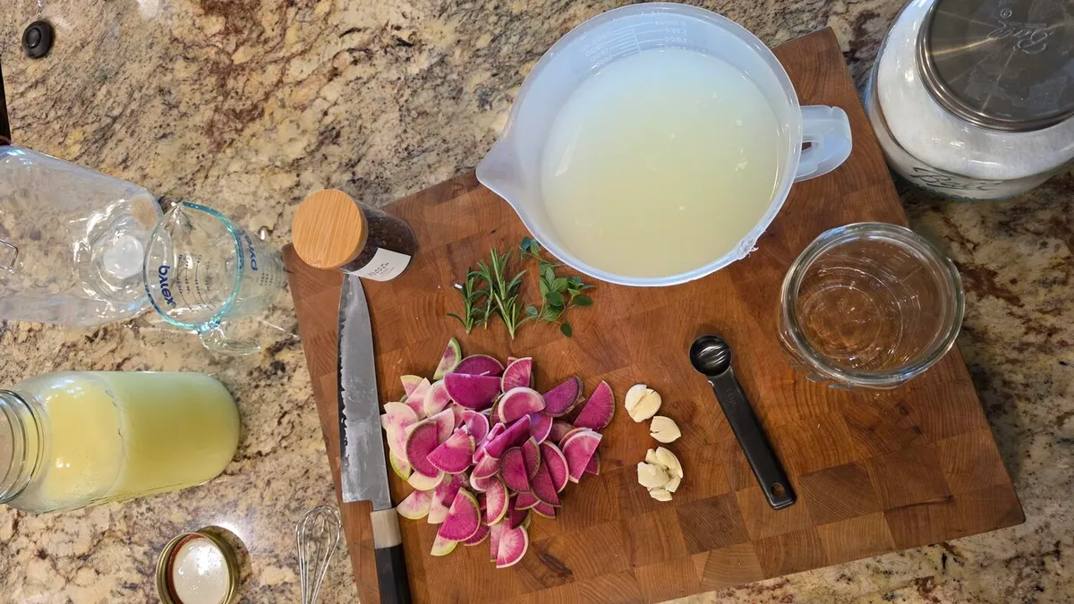 Prepping fresh vegetables in the kitchen