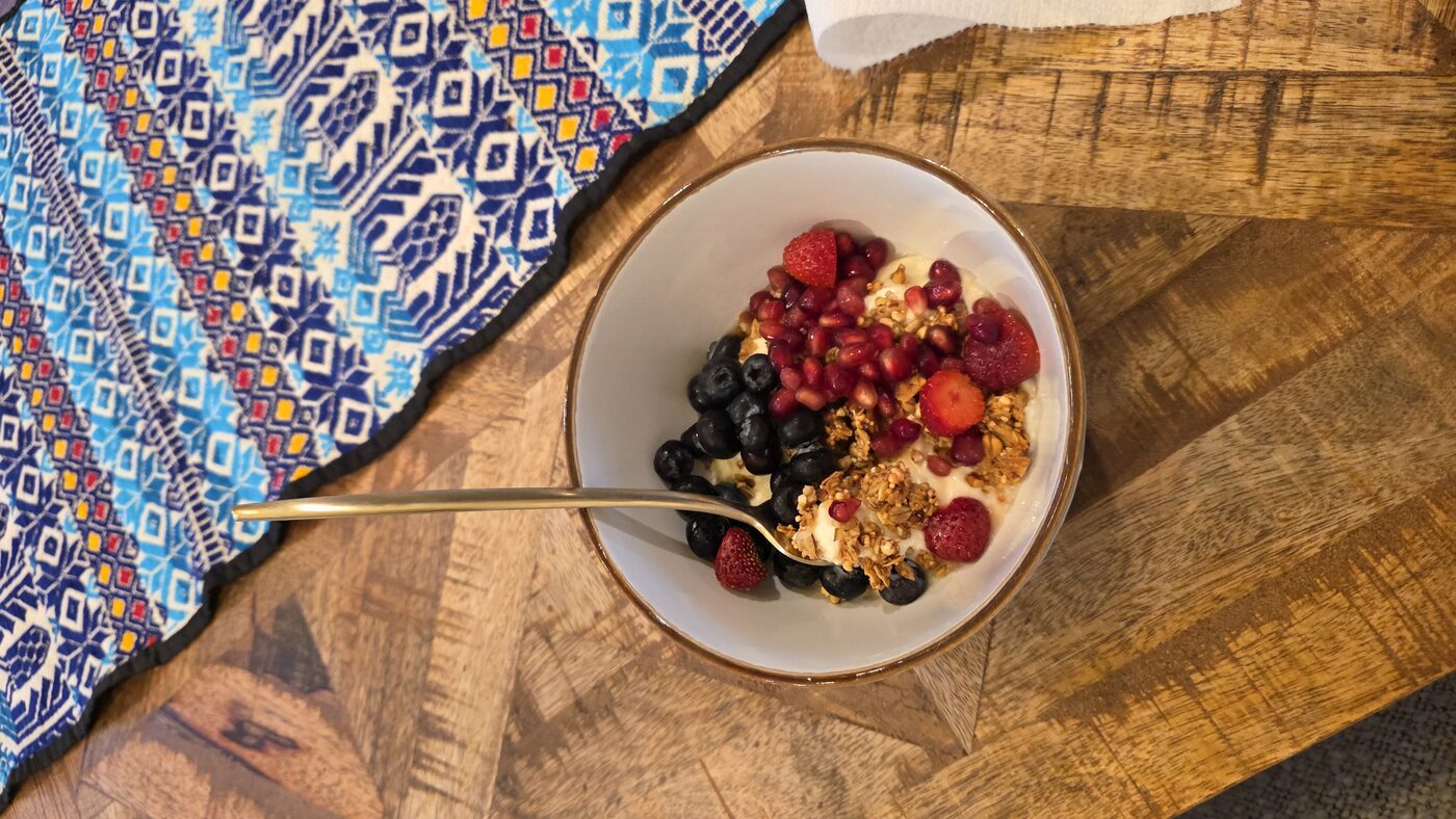 Yogurt bowl with fresh berries and granola